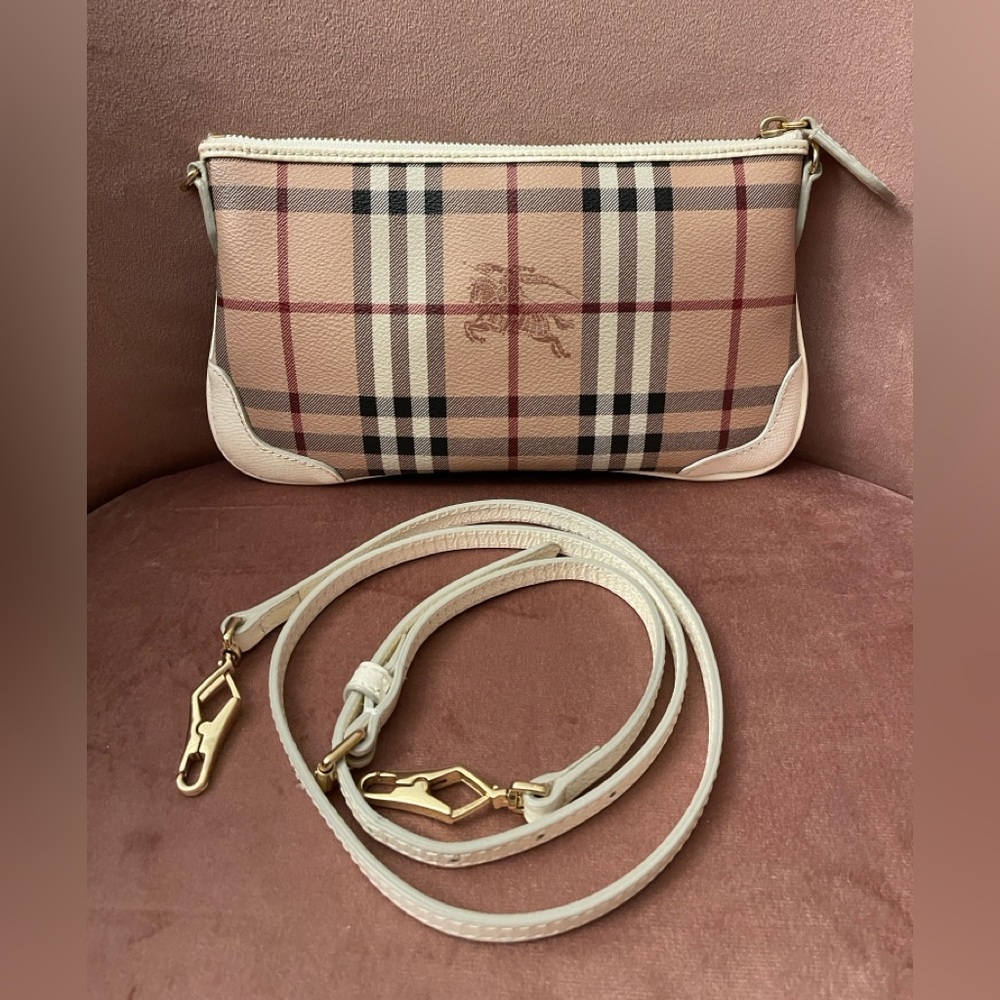 Authentic Burberry Tan Plaid Crossbody bag with Gold Accents
